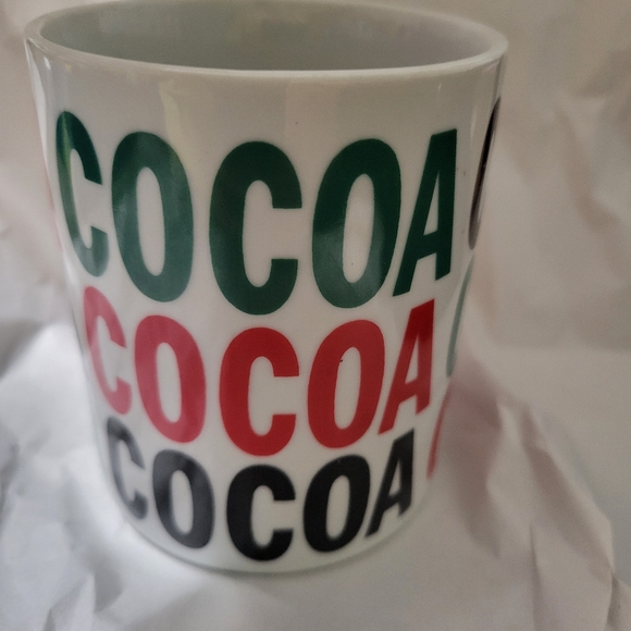 COCOA Coffee Cup Mug White with Red, Green, Black text - Picture 2 of 5